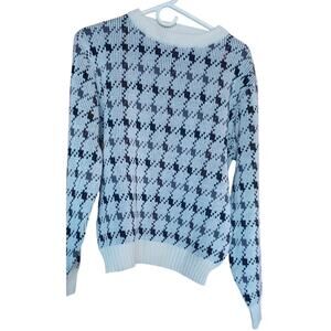 VTG 90s Hemingway Point Grandpa Sweater Mens Brown/White Geometric Knit Medium